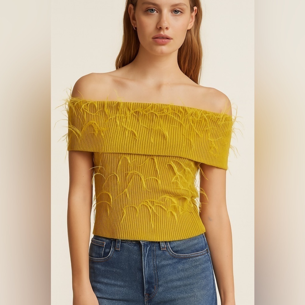 Tanya Taylor Mindy Feathers knit top